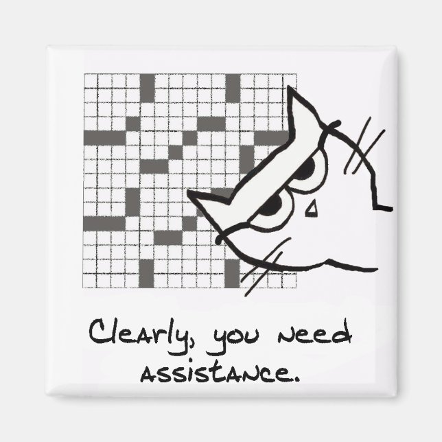 Cat hilft mit dem Crossword - Funny Cat Magnet (Vorne)