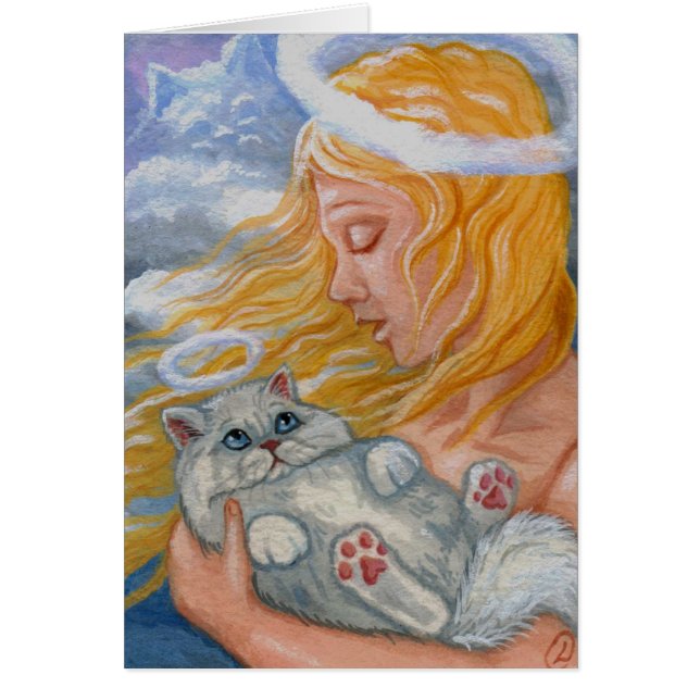 Cat-HIMMEL weiße persische Katzen-Engels-Karte (Vorne)