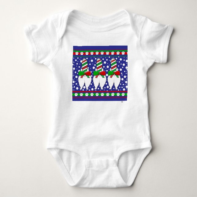 Cat Hintern Christmas Green Baby Strampler (Vorderseite)