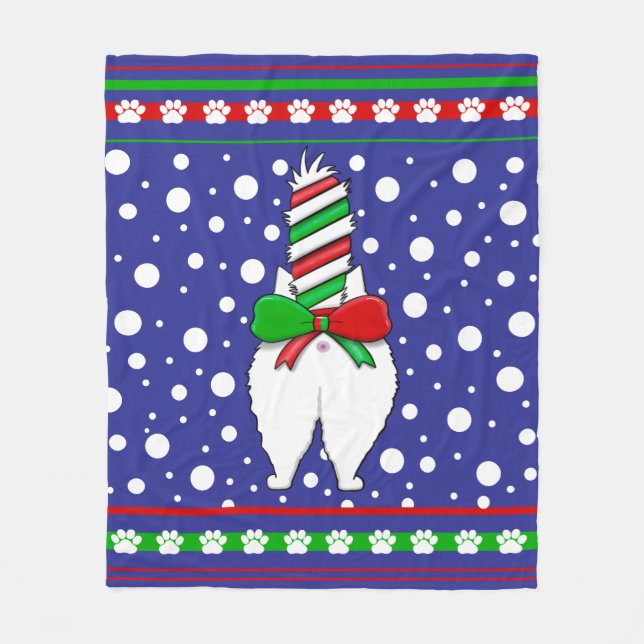Cat Hintern Christmas Green Fleecedecke (Vorderseite)