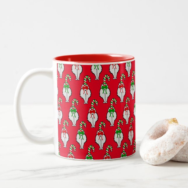 Cat Hintern Weihnachten Zweifarbige Tasse (Mit Donut)