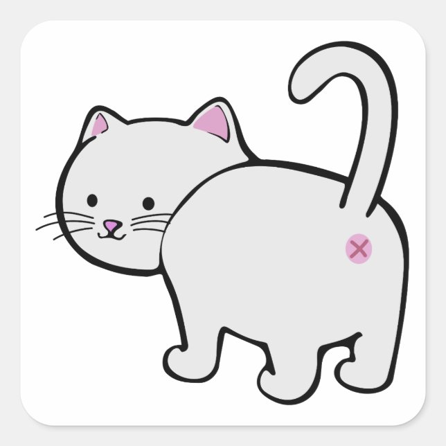 Cat Hintern White Quadratischer Aufkleber (Vorderseite)