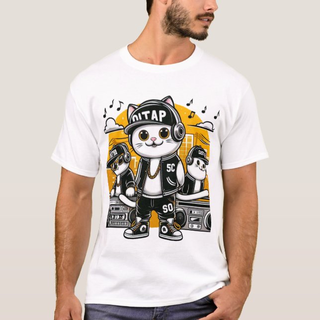 Cat hip hop T-Shirt (Vorderseite)