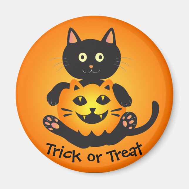 Cat Holding Jack-o' Lantern Magnet (Vorne)