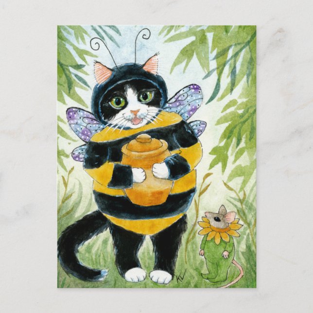 Cat Honey Bee Kostüm Postkarte (Vorderseite)