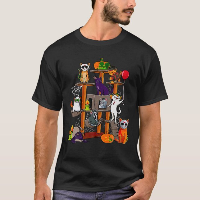 Cat Horror Movies Serieller Killer Cat Tree Tower  T-Shirt (Vorderseite)