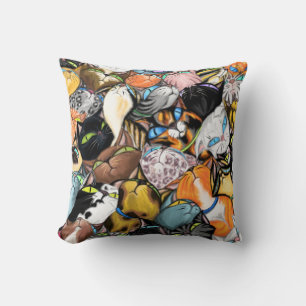 Cat House - Colorful Cudling Cats Hugs - Malerei Kissen