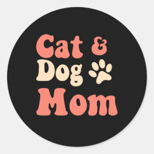 Cat Hund Mama Runder Aufkleber