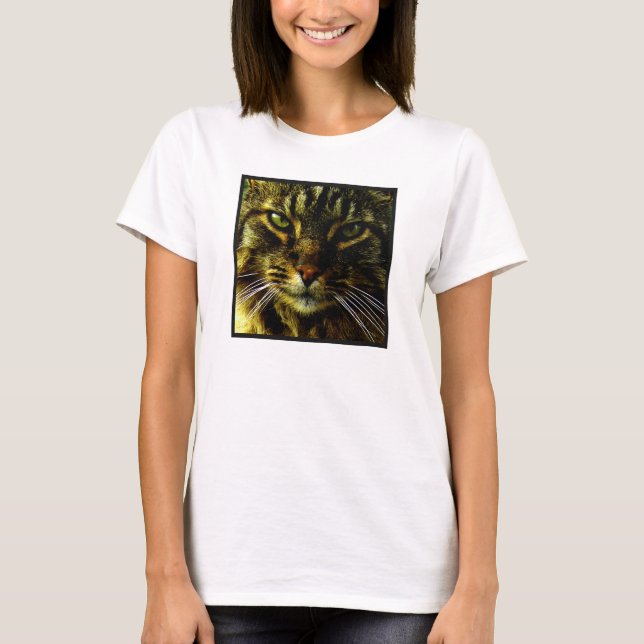 Cat Hypnotizing Look Foto T-Shirt (Vorderseite)