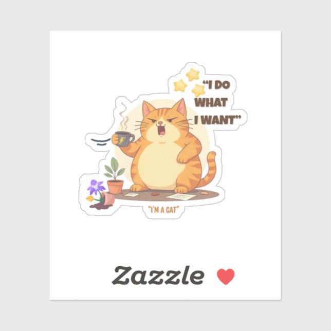 Cat "I Do What I Want" Kiss-Cut Vinyl Sticker (Feuille)