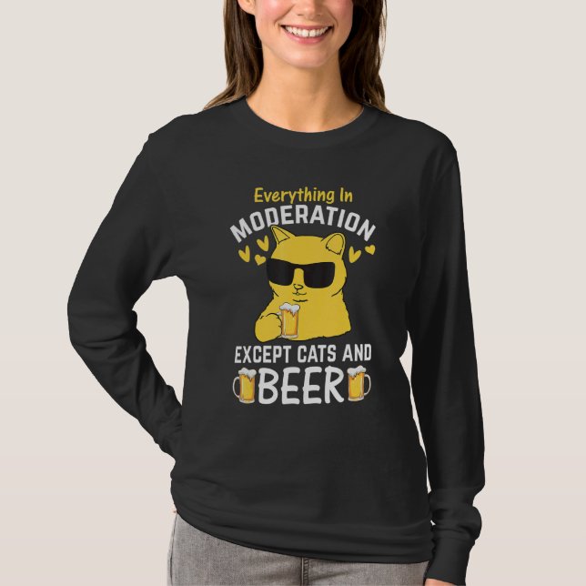 Cat I Everything In Moderation Except Cats and Bee T-Shirt (Vorderseite)
