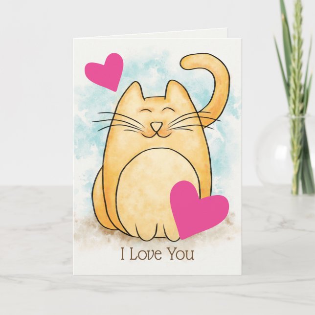 Cat I Liebe Sie benutzerdefinierte Begrüßung Karte (Vorderseite)