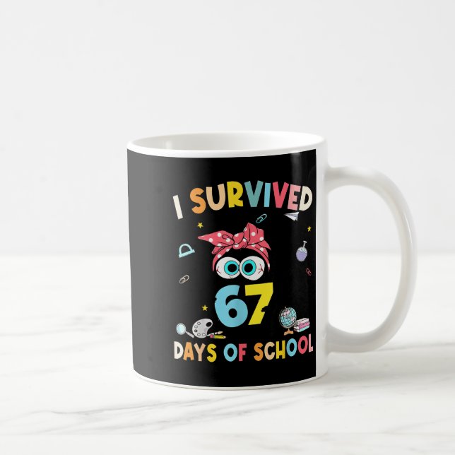 Cat I Survived 67 Days Of School Teachers Students Kaffeetasse (Rechts)