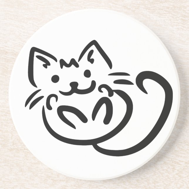 Cat Illustration benutzerdefinierter Untersetzer (Vorne)