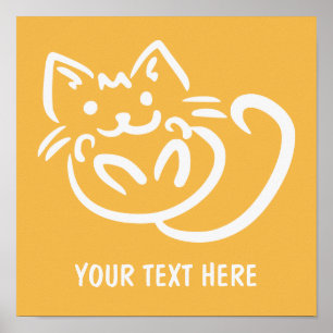 Cat Illustration benutzerdefiniertes Farbposter Poster
