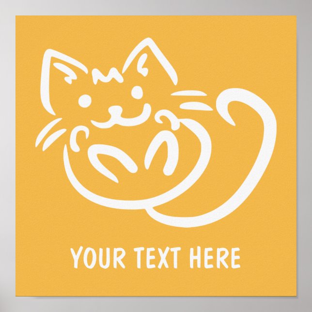 Cat Illustration benutzerdefiniertes Farbposter Poster (Vorne)