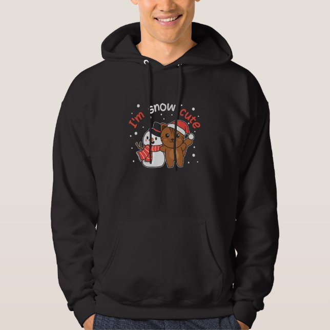 Cat I'm Snow Cute Snowman Snow Pun Hoodie (Vorderseite)