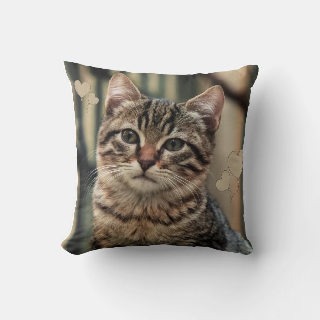 Cat Image Decorative Pillow - Gemütliches Wohnzimm Kissen (Vorderseite)