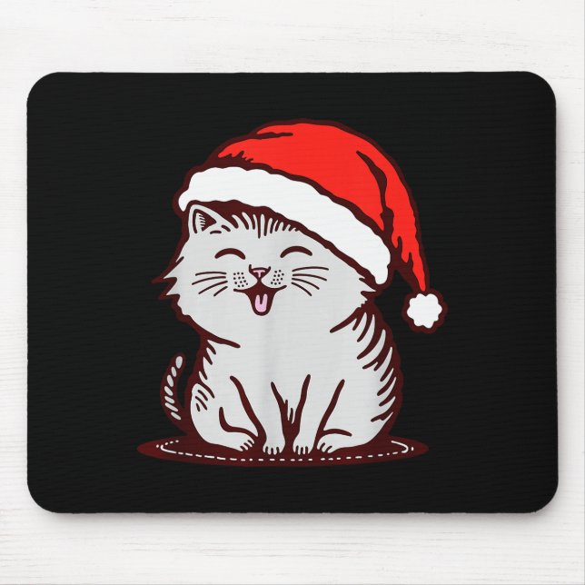 Cat In A Santa Hat  Mousepad (Vorne)