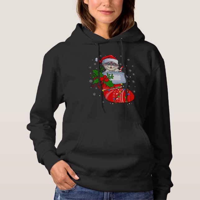Cat In Christmas Socks   Santa Cat Xmas Hoodie (Vorderseite)