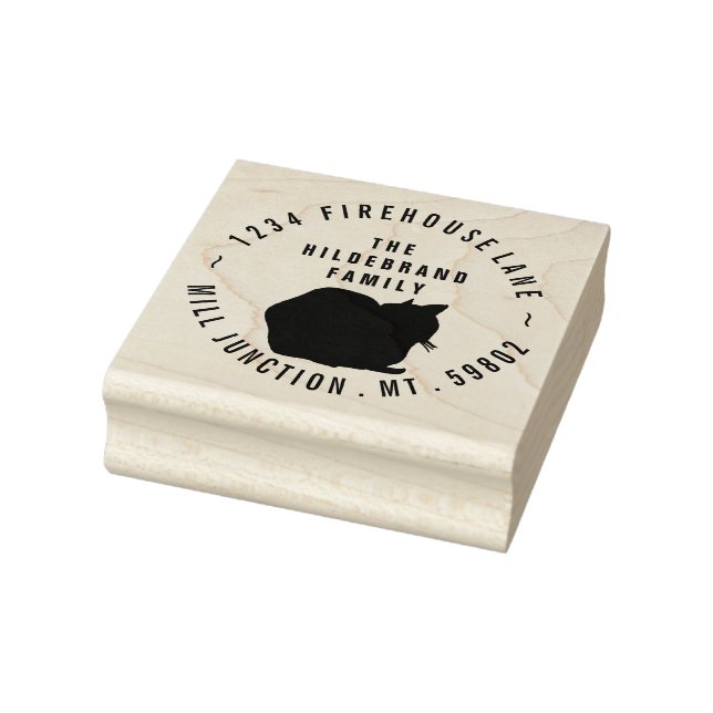 Cat in Circle Rücksendeadresse Briefmarke Gummistempel (Stempel)
