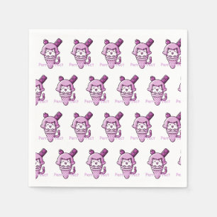 Cat in Cone Perfect Pink Serviette