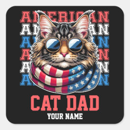 Cat in Glasses Cat Vater Personalisiert Quadratischer Aufkleber