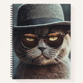 Cat in Hat and Glasses Notebook Notizbuch