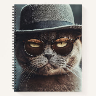 Cat in Hat and Glasses Notebook Notizbuch
