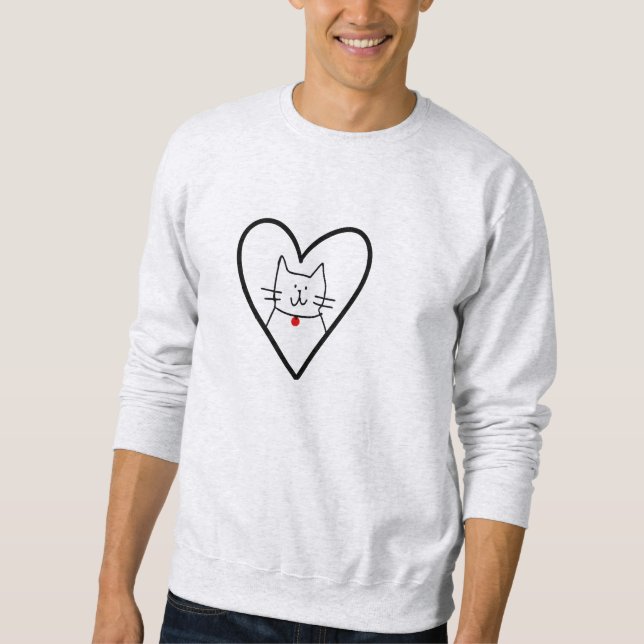 Cat in Heart Doodle  Sweatshirt (Vorderseite)