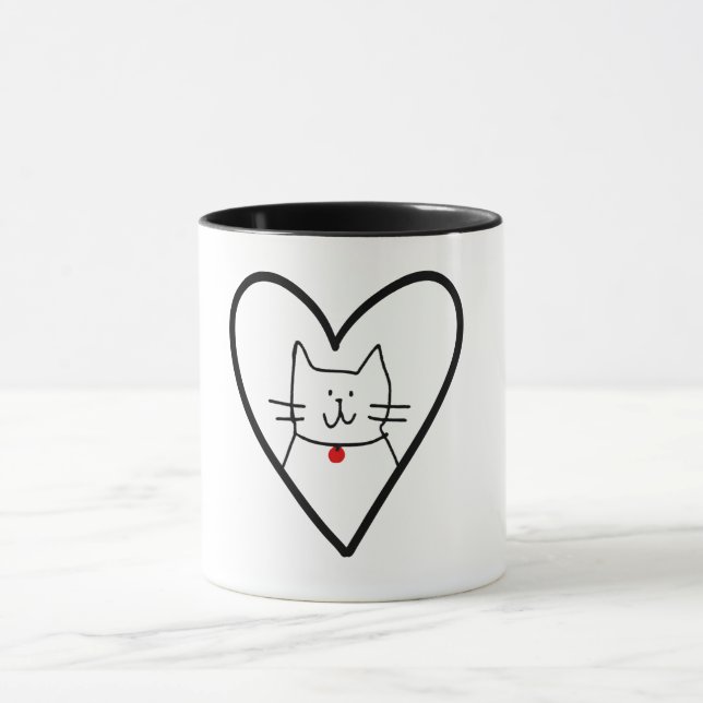 Cat in Heart Doodle  Tasse (Zentrum)