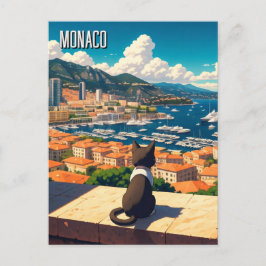 Cat in Monaco Monte Carlo - The Restaurant Postkarte