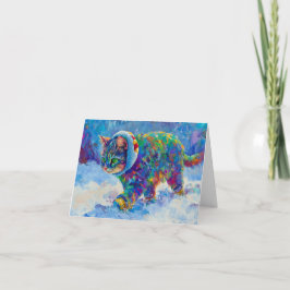 Cat in Snow Wearing Ear Muffs Dankeskarte