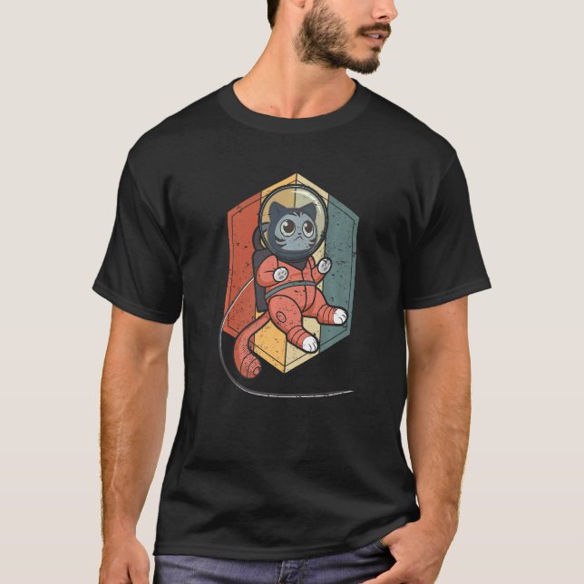 Cat in Space Space Cat Nerdy  1 T-Shirt (Vorderseite)