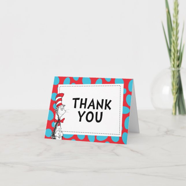 Cat in the Hat Baby Shower Vielen Dank Dankeskarte (Vorderseite)