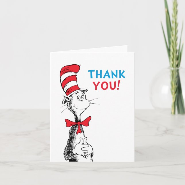 Cat in the Hat Baby Shower Vielen Dank Dankeskarte (Vorderseite)