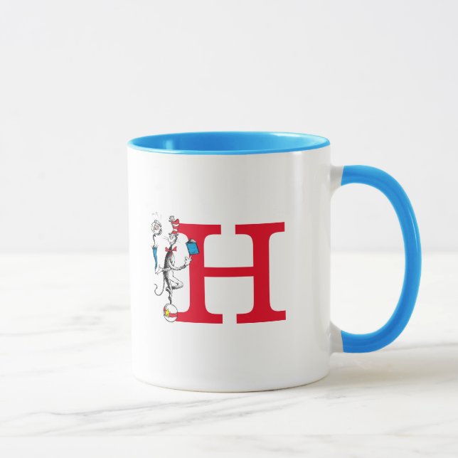Cat in the Hat Balancing Act Monogramm H Tasse (Rechts)