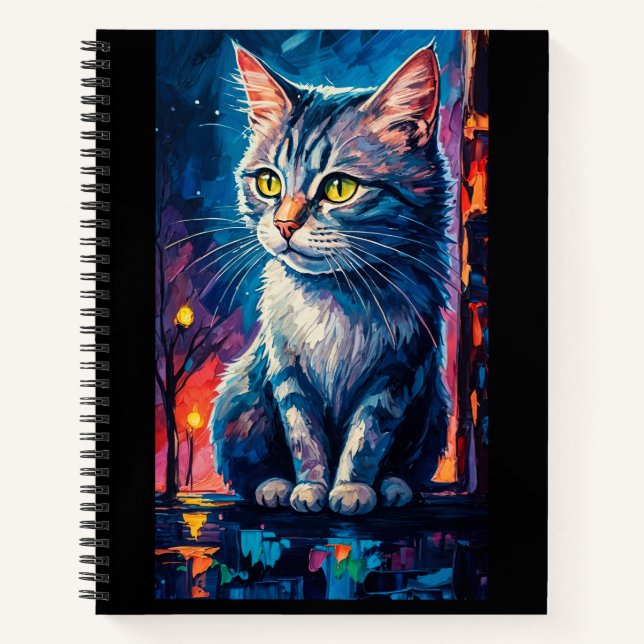 Cat in the Night Notizbuch (Vorderseite)