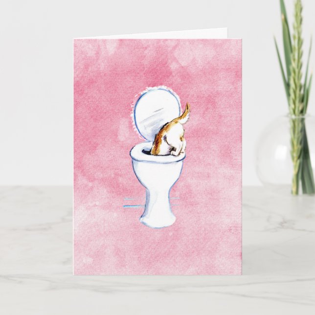 Cat in Toilet Fun Denken Sie an Ihre Karte (Vorderseite)