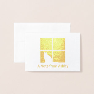 Cat in Window Modern Unique "A Note From" geklappt Folienkarte