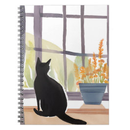 Cat in Windowsill | Silhouette Watercolor Notizblock