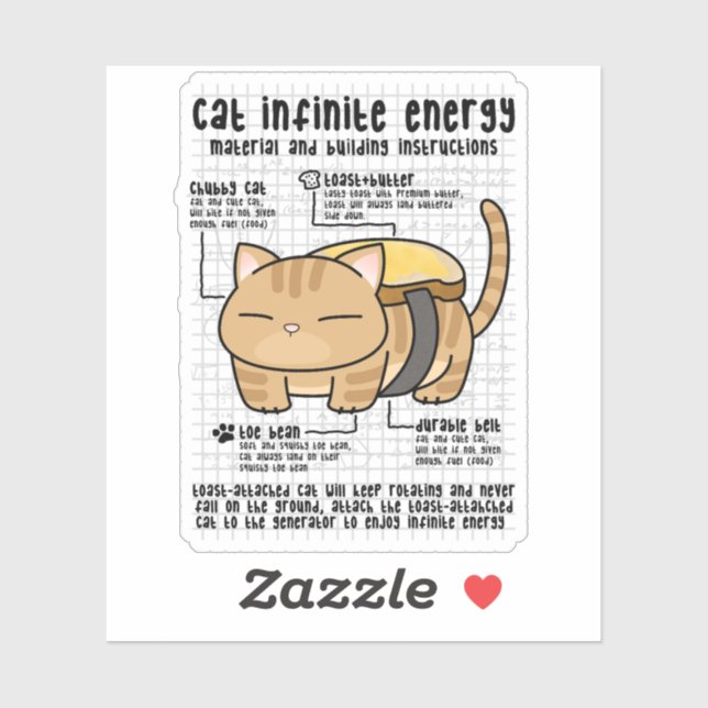 Cat Infinite Energy Butter Toast Aufkleber (Blatt)
