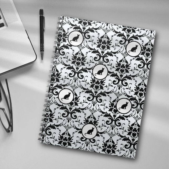 Cat Inspiriert Damask Elegante Hellblau Notizblock (Von Creator hochgeladen)