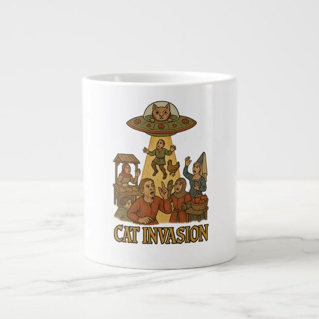 Cat Invasion UFO Jumbo-Tasse (Vorderseite)