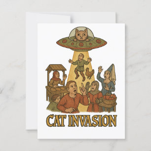 Cat Invasion UFO Postkarte