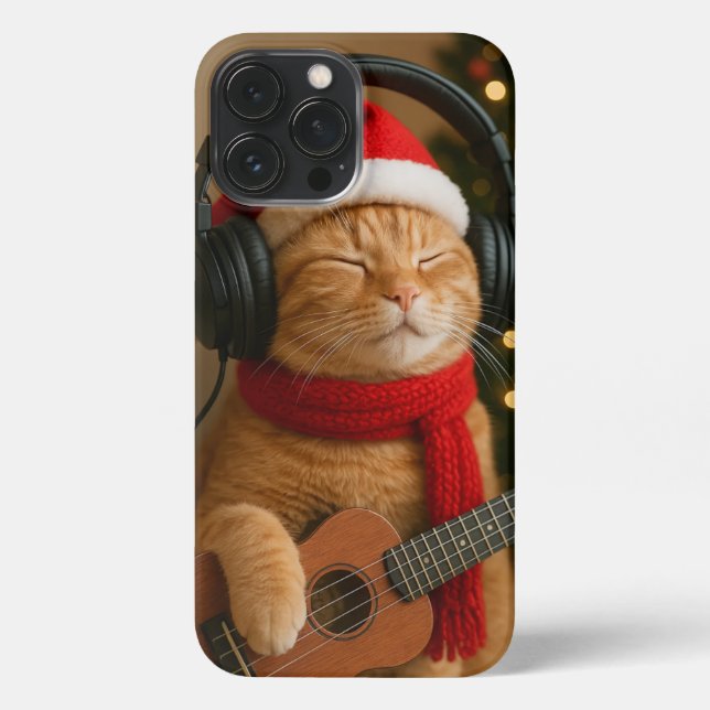 Cat iPhone 13 Pro Max Case Playing Christmas Music iPhone 13 Pro Max Hülle (Rückseite)