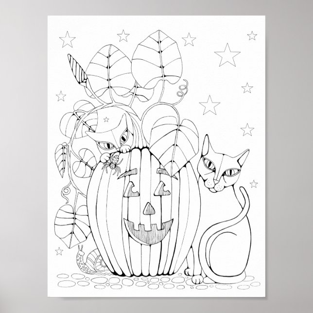 Cat Jack O'Lantern Scandinage Art Poster (Vorne)