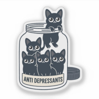 Cat jar anti depressants aufkleber