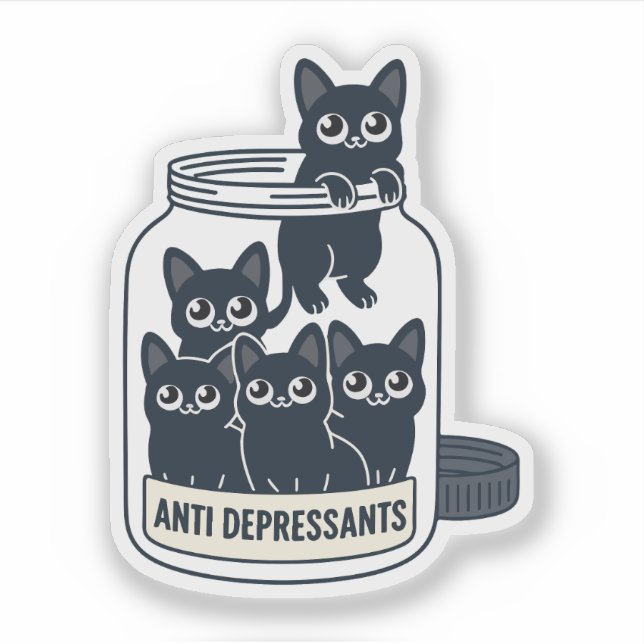 Cat jar anti depressants aufkleber (Vorderseite)