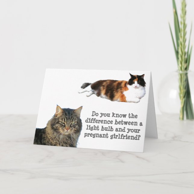 Cat Jokes Light Bulb über schwangere Freundin Karte (Vorderseite)